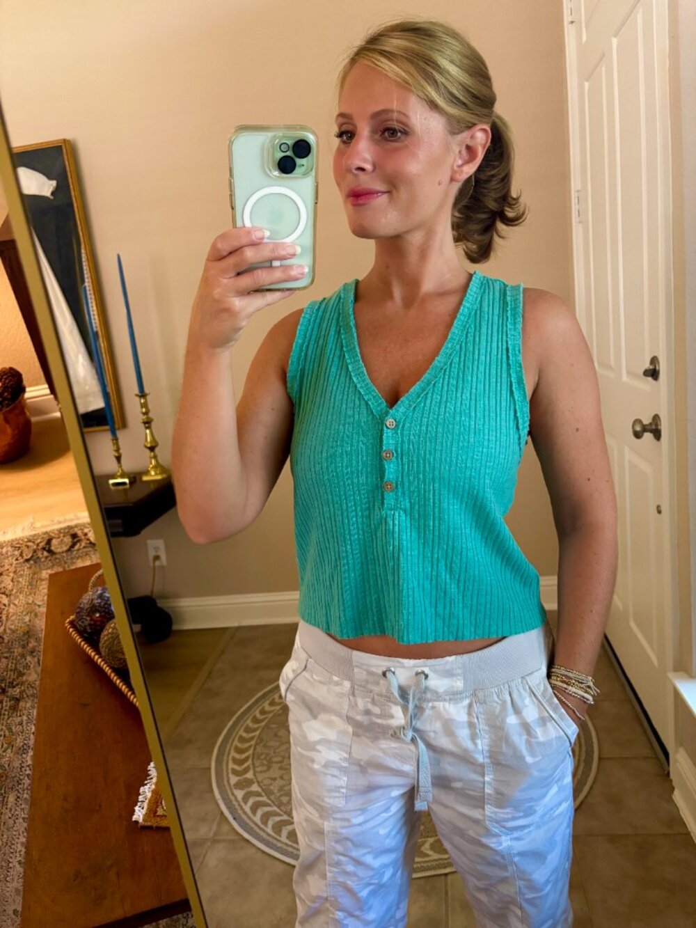 Z Supply Women's Ribbed V-Neck Tank Top - Aqua
